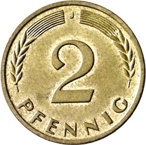 2 Pfennig Reverse Image minted in GERMANY in 1969J (1949-01 - Federal Republic)  - The Coin Database