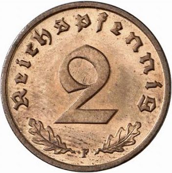 2 Reichspfenning Reverse Image minted in GERMANY in 1936F (1933-45 - Thrid Reich)  - The Coin Database