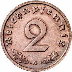 2 Reichspfenning Reverse Image minted in GERMANY in 1938G (1933-45 - Thrid Reich)  - The Coin Database