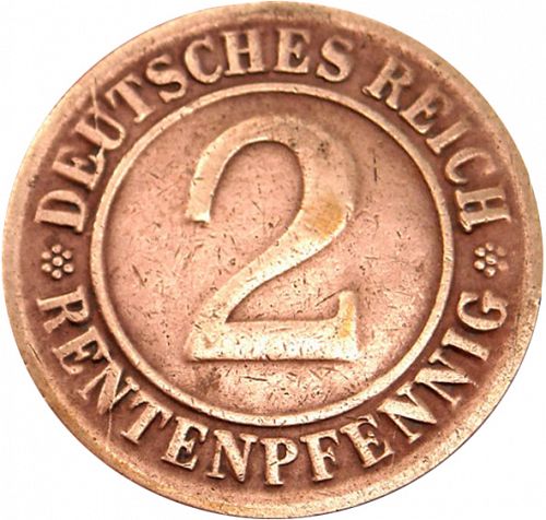 2 Pfenning Obverse Image minted in GERMANY in 1923D (1923-29 - Weimar Republic - Rentenmark)  - The Coin Database
