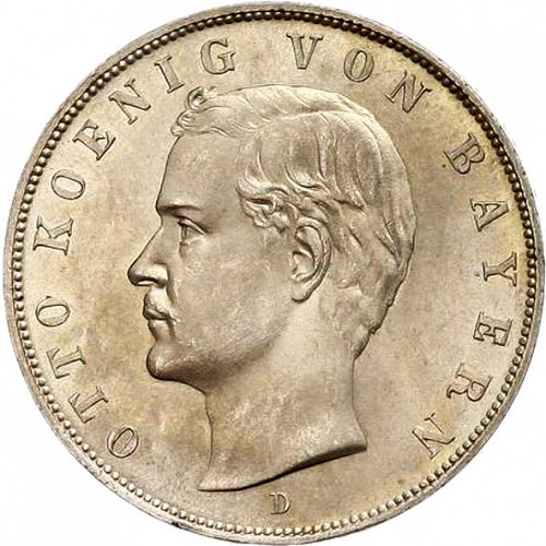 3 Mark Obverse Image minted in GERMANY in 1909D (1871-18 - Empire BAVARIA)  - The Coin Database