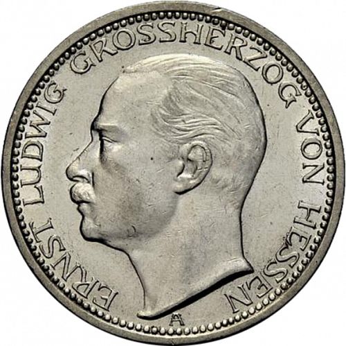3 Mark Obverse Image minted in GERMANY in 1910A (1871-18 - Empire HESSE-DARMSTATDT)  - The Coin Database