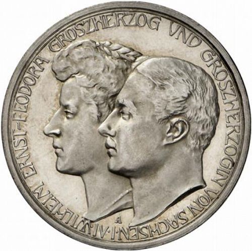 3 Mark Obverse Image minted in GERMANY in 1910A (1871-18 - Empire SAXE-WEIMAR-EISENACH)  - The Coin Database