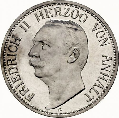3 Mark Obverse Image minted in GERMANY in 1911A (1871-18 - Empire ANHALT-DESSAU)  - The Coin Database
