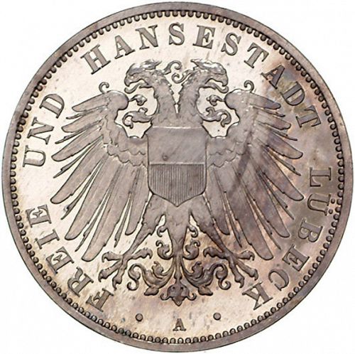 3 Mark Obverse Image minted in GERMANY in 1911A (1871-18 - Empire LUBECK)  - The Coin Database