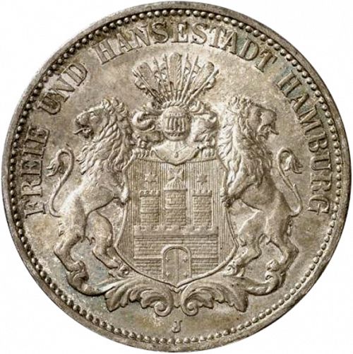 3 Mark Obverse Image minted in GERMANY in 1911J (1871-18 - Empire HAMBURG)  - The Coin Database