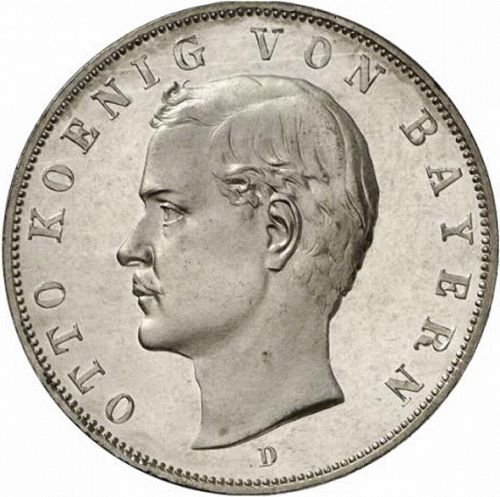 3 Mark Obverse Image minted in GERMANY in 1912D (1871-18 - Empire BAVARIA)  - The Coin Database