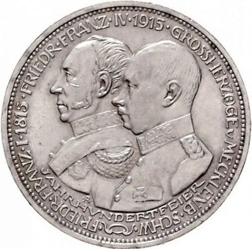 3 Mark Obverse Image minted in GERMANY in 1915A (1871-18 - Empire MECKLENBURG-SCHWERIN)  - The Coin Database