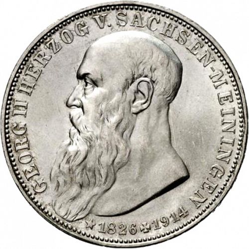 3 Mark Obverse Image minted in GERMANY in 1915 (1871-18 - Empire SAXE-MEININGEN)  - The Coin Database