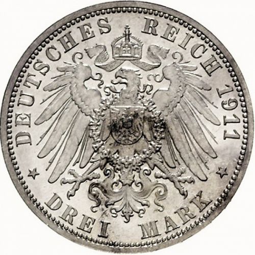 3 Mark Reverse Image minted in GERMANY in 1911A (1871-18 - Empire ANHALT-DESSAU)  - The Coin Database