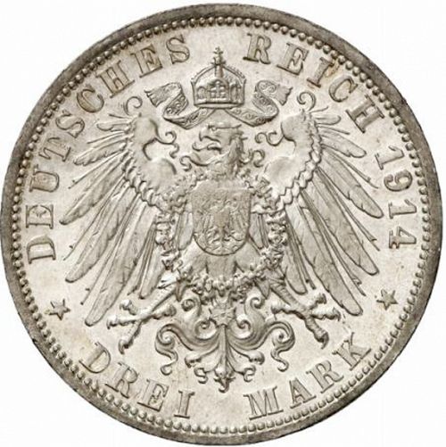 3 Mark Reverse Image minted in GERMANY in 1914A (1871-18 - Empire PRUSSIA)  - The Coin Database