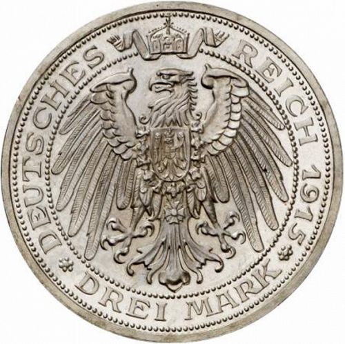 3 Mark Reverse Image minted in GERMANY in 1915A (1871-18 - Empire PRUSSIA)  - The Coin Database