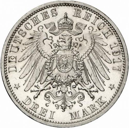 3 Mark Reverse Image minted in GERMANY in 1917A (1871-18 - Empire HESSE-DARMSTATDT)  - The Coin Database