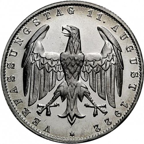 3 Mark Reverse Image minted in GERMANY in 1923E (1922-23 - Weimar Republic - Mark  Coinage)  - The Coin Database