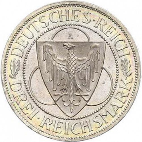 3 Reichsmark Obverse Image minted in GERMANY in 1930A (1924-38 - Weimar Republic - Reichsmark)  - The Coin Database