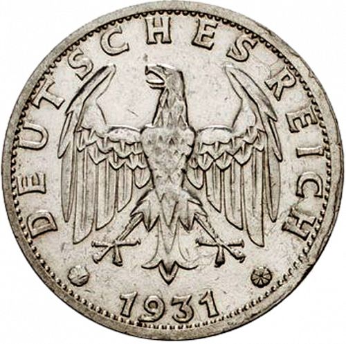 3 Reichsmark Obverse Image minted in GERMANY in 1931E (1924-38 - Weimar Republic - Reichsmark)  - The Coin Database