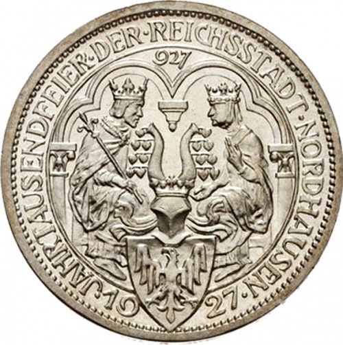3 Reichsmark Reverse Image minted in GERMANY in 1927A (1924-38 - Weimar Republic - Reichsmark)  - The Coin Database