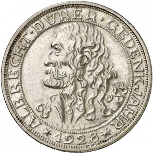 3 Reichsmark Reverse Image minted in GERMANY in 1928D (1924-38 - Weimar Republic - Reichsmark)  - The Coin Database