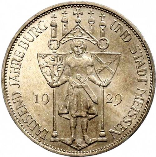3 Reichsmark Reverse Image minted in GERMANY in 1929E (1924-38 - Weimar Republic - Reichsmark)  - The Coin Database