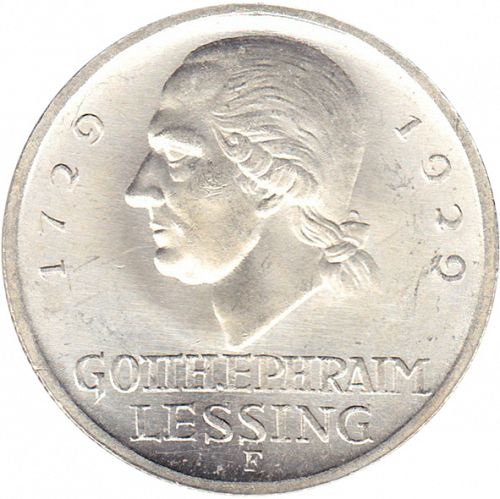 3 Reichsmark Reverse Image minted in GERMANY in 1929F (1924-38 - Weimar Republic - Reichsmark)  - The Coin Database