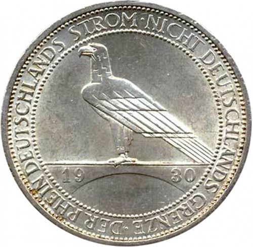 3 Reichsmark Reverse Image minted in GERMANY in 1930F (1924-38 - Weimar Republic - Reichsmark)  - The Coin Database