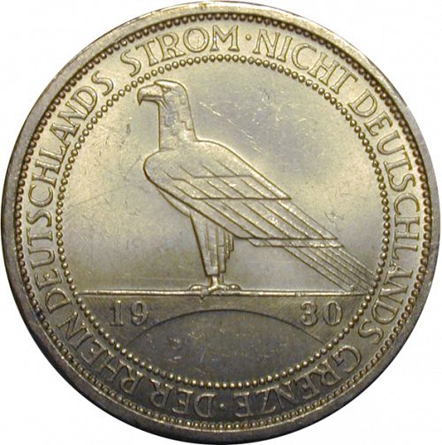 3 Reichsmark Reverse Image minted in GERMANY in 1930J (1924-38 - Weimar Republic - Reichsmark)  - The Coin Database