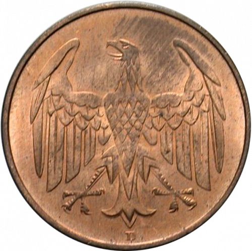 4 Pfenning Reverse Image minted in GERMANY in 1932D (1924-38 - Weimar Republic - Reichsmark)  - The Coin Database