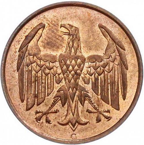 4 Pfenning Reverse Image minted in GERMANY in 1932G (1924-38 - Weimar Republic - Reichsmark)  - The Coin Database