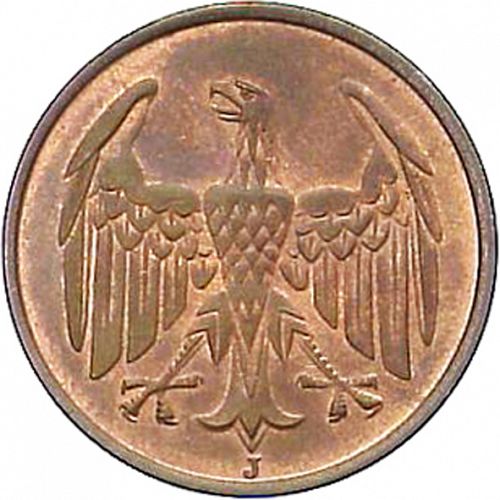 4 Pfenning Reverse Image minted in GERMANY in 1932J (1924-38 - Weimar Republic - Reichsmark)  - The Coin Database