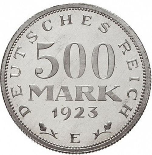 500 Mark Obverse Image minted in GERMANY in 1923E (1922-23 - Weimar Republic - Mark  Coinage)  - The Coin Database