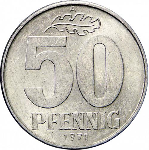 50 Pfennig Reverse Image minted in GERMANY in 1971A (1949-90 - Democratic Republic)  - The Coin Database