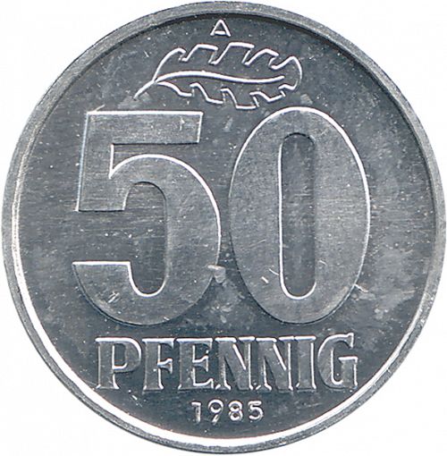 50 Pfennig Reverse Image minted in GERMANY in 1985A (1949-90 - Democratic Republic)  - The Coin Database