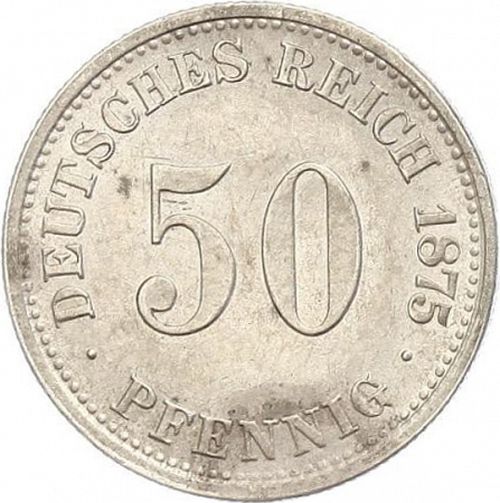 50 Pfenning Obverse Image minted in GERMANY in 1875H (1871-18 - Empire)  - The Coin Database