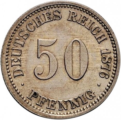 50 Pfenning Obverse Image minted in GERMANY in 1876C (1871-18 - Empire)  - The Coin Database