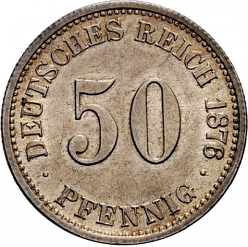 50 Pfenning Obverse Image minted in GERMANY in 1876G (1871-18 - Empire)  - The Coin Database