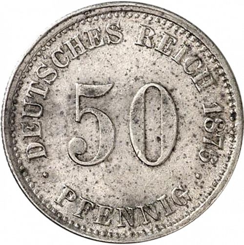 50 Pfenning Obverse Image minted in GERMANY in 1876H (1871-18 - Empire)  - The Coin Database
