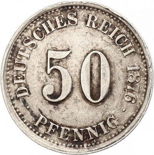 50 Pfenning Obverse Image minted in GERMANY in 1876J (1871-18 - Empire)  - The Coin Database