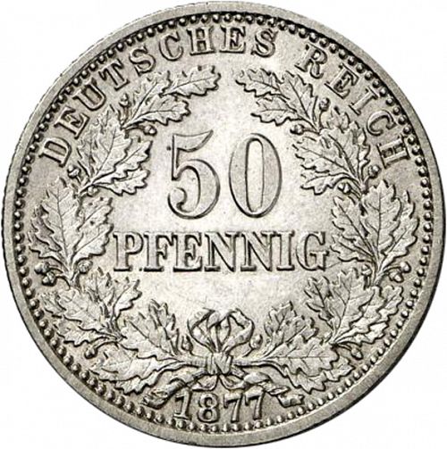 50 Pfenning Obverse Image minted in GERMANY in 1877C (1871-18 - Empire)  - The Coin Database