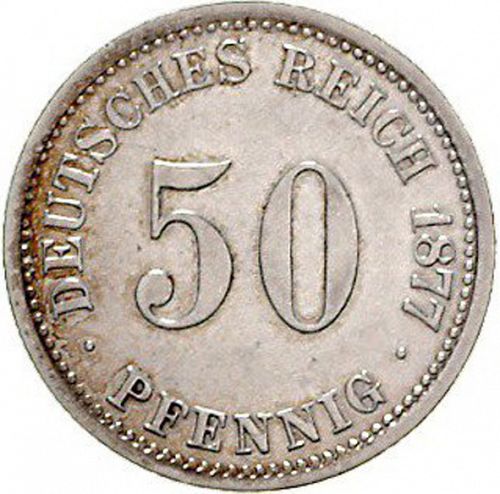 50 Pfenning Obverse Image minted in GERMANY in 1877D (1871-18 - Empire)  - The Coin Database