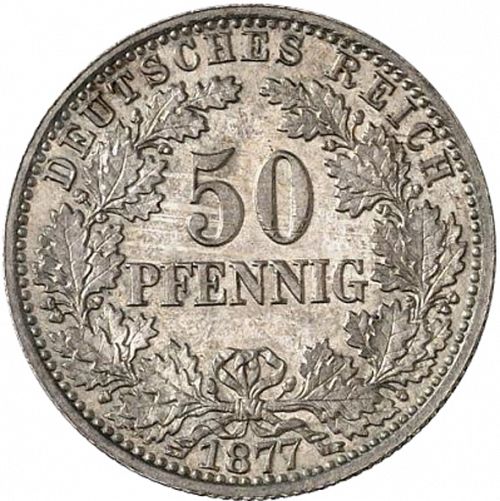 50 Pfenning Obverse Image minted in GERMANY in 1877G (1871-18 - Empire)  - The Coin Database