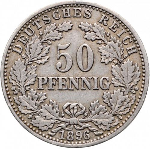 50 Pfenning Obverse Image minted in GERMANY in 1896A (1871-18 - Empire)  - The Coin Database