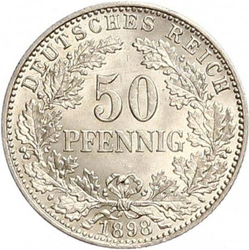 50 Pfenning Obverse Image minted in GERMANY in 1898A (1871-18 - Empire)  - The Coin Database