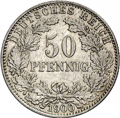 50 Pfenning Obverse Image minted in GERMANY in 1900J (1871-18 - Empire)  - The Coin Database