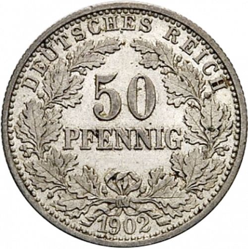 50 Pfenning Obverse Image minted in GERMANY in 1902F (1871-18 - Empire)  - The Coin Database