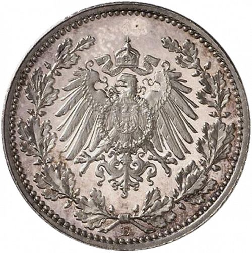 half Mark Reverse Image minted in GERMANY in 1915E (1871-18 - Empire)  - The Coin Database