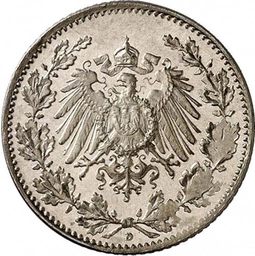 half Mark Reverse Image minted in GERMANY in 1917D (1871-18 - Empire)  - The Coin Database