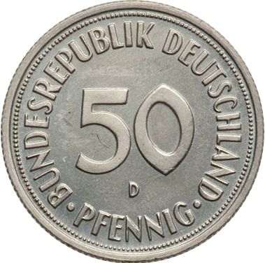 50 Pfennig Obverse Image minted in GERMANY in 1950D (1949-01 - Federal Republic)  - The Coin Database