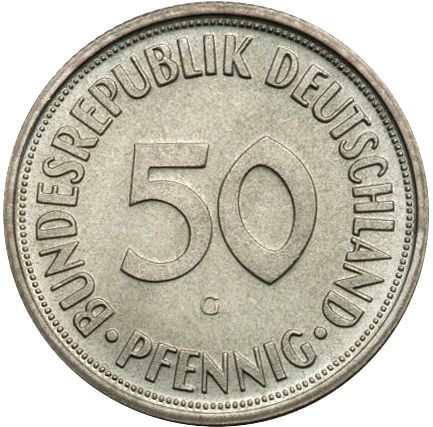 50 Pfennig Obverse Image minted in GERMANY in 1966G (1949-01 - Federal Republic)  - The Coin Database