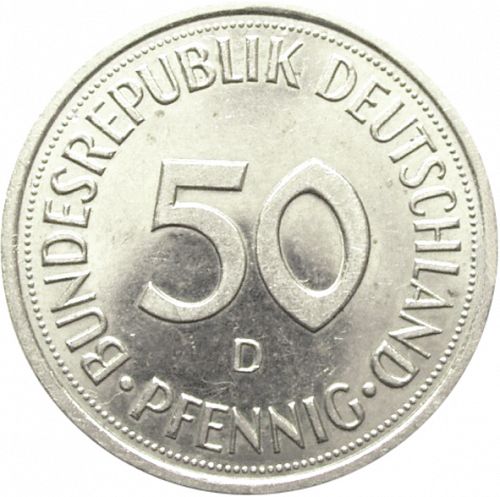 50 Pfennig Obverse Image minted in GERMANY in 1992D (1949-01 - Federal Republic)  - The Coin Database