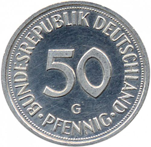 50 Pfennig Obverse Image minted in GERMANY in 1993G (1949-01 - Federal Republic)  - The Coin Database